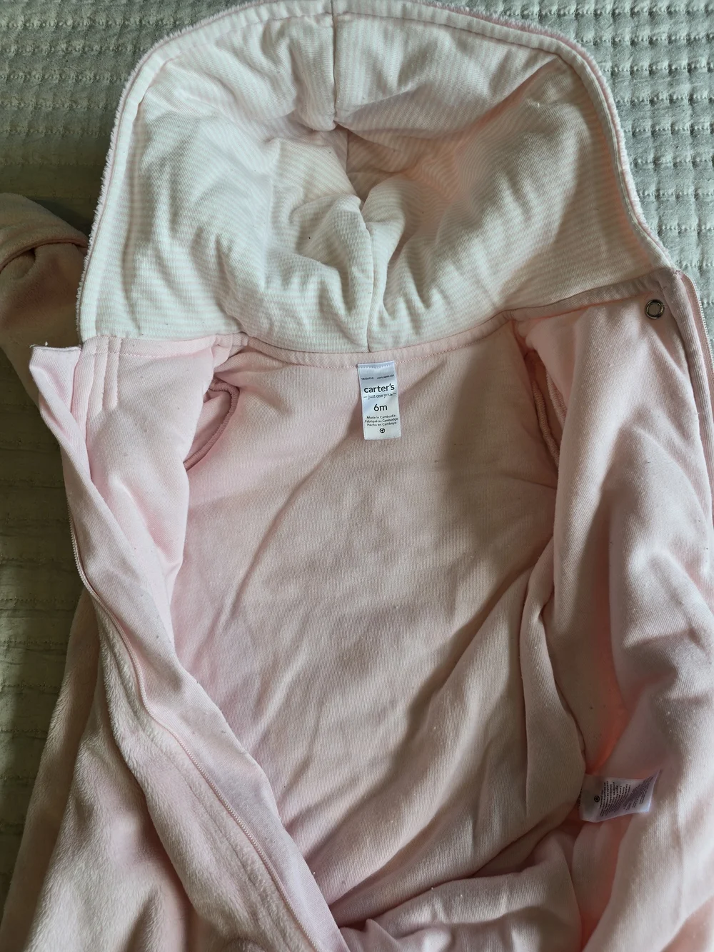 Carter's Light Pink Hooded Footed Baby Bear One-Piece Bunting
